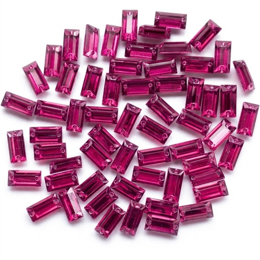 [10881] Gema acrílica rectangular 7x21mm fucsia x 50 un. 
