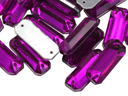 [10880] Gema acrílica rectangular 7x19mm fucsia x 50 un.    