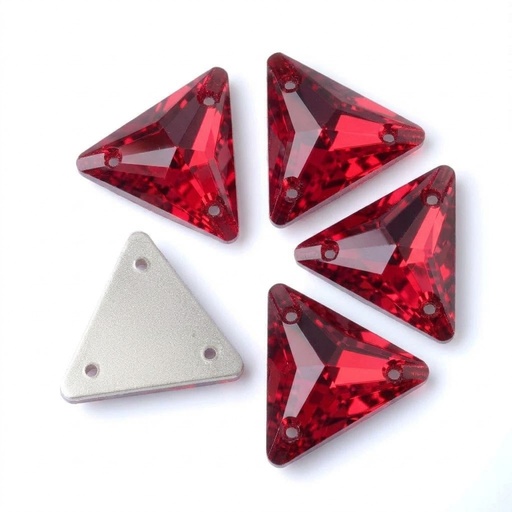 [10890] Gema acrílica triangular 15x15mm roja x 30 un.  