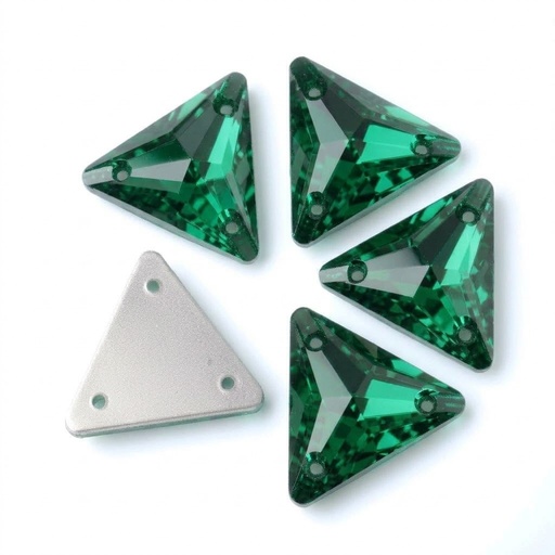 [10890] Gema acrílica triangular 15x15mm verde x 30 un.      