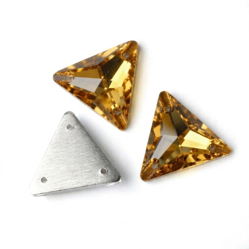 [10889] Gema acrílica triangular 24x24mm dorado x 20 un.   