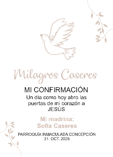 [11113] Estampita Confirmación (Mod 3) 7x10cm x 10 un. 