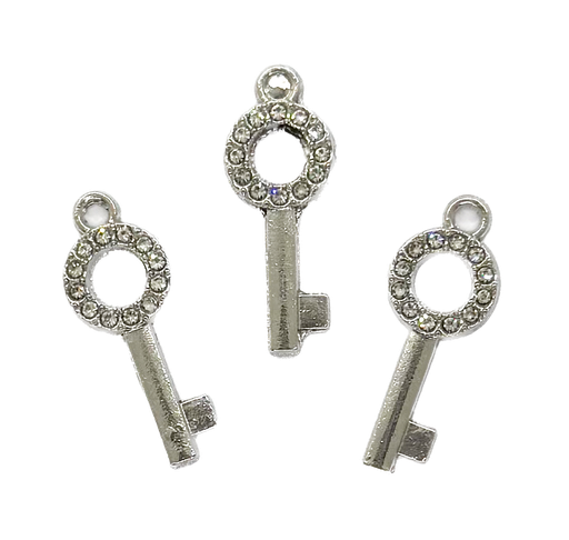 [12205] Dije fundición llave c/strass x 2 un.  (1)