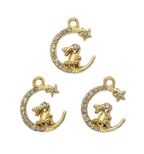 [12205] Dije fundición luna conejo c/strass x 2 un. (2) 