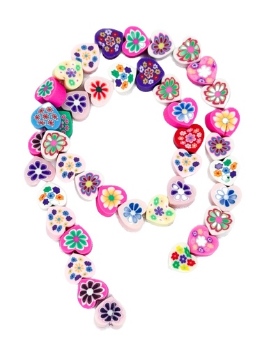 [10217] Tira de fimo corazones c/flores x 40un 