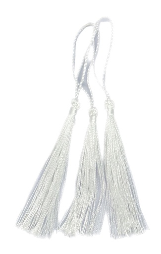 [11903] Fleco borla de seda blanco x 10 un.  