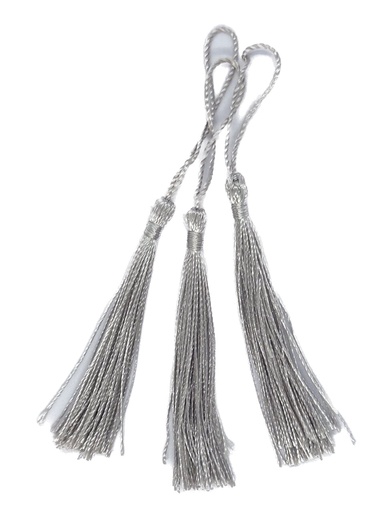[11903] Fleco borla de seda gris claro x 10 un.  