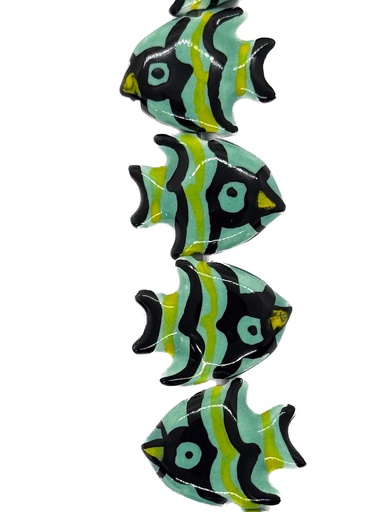 [10171] Cuenta cerámica pez verde x 2 un.  