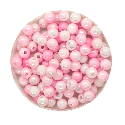 [10941] Perla plástica marmolada 6mm rosa x 10g