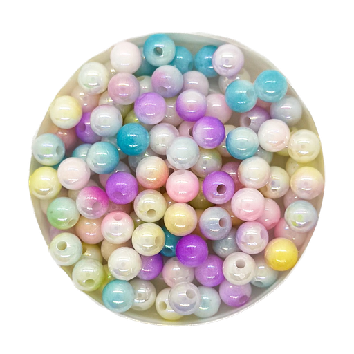 [10941] Perla plástica marmolada 6mm multicolor x 10g
