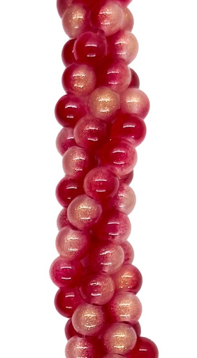 [10137] Vidrio bicolor bolita 6mm rojo x tira 