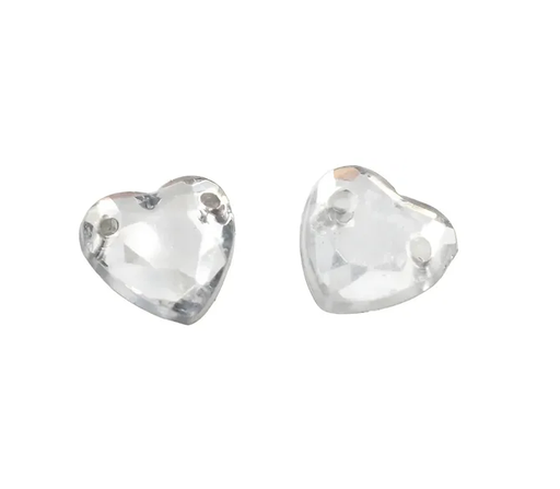 [10907] Gema acrílica corazón 14x14mm plateado x 25 un.  