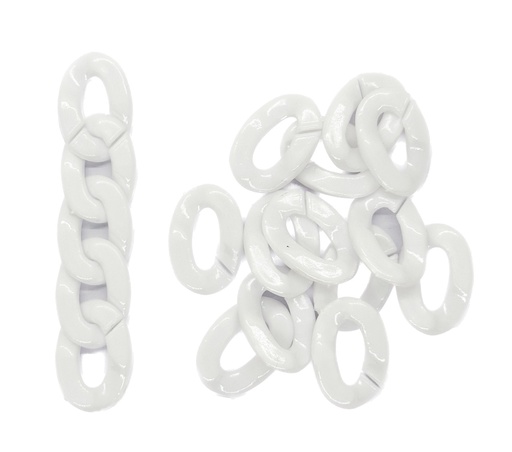 [10737] Eslabón acrílico 13mm blanco n°1 x 20gr.   