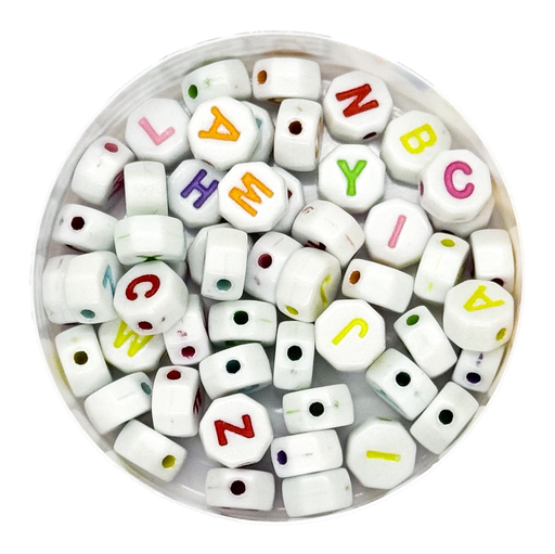 [12100] Plástico letras octogonal 7mm b/color x 10grs.