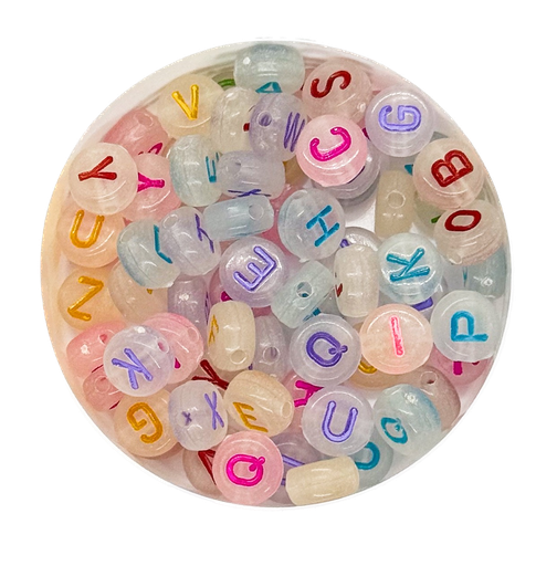 [11682] Plástico letras plana 7mm luminosa mult. x 10grs. 