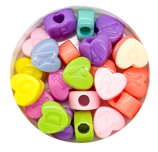 [10683] Plástico letras 10mm corazón pastel x 10gr.