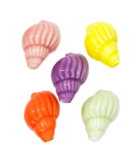 [10179] Caracol Cerámica 12x18mm multicolor x 5un.   