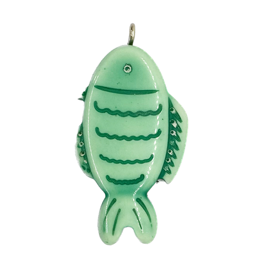 [10228] Pez resina labrado c/pitón verde x 1un   