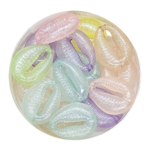 [12284] Plástico buzio traslucida pasante multicolor x 10gr  