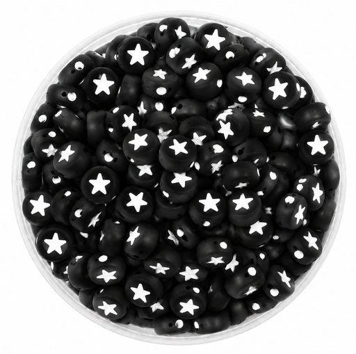 [11648] Estrella plana 7mm negra c/blanco x 10gr. 