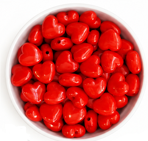 [12207] Corazón acrilico liso rojo 10mm x 10gr. 