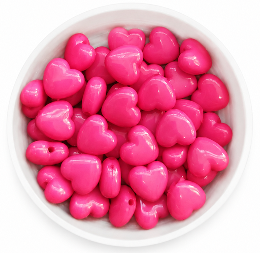 [12207] Corazón acrilico liso fucsia 10mm x 10gr.  