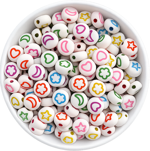 [10117] Plástico figuras surtidas 7mm blanco c/color x 10g