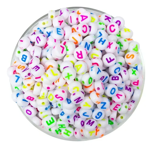 [11682] Plástico letras plana 7mm flúor blanca c/color x 10grs