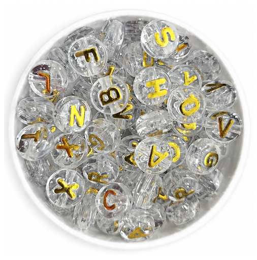 [11898] Plástico letras dorada traslucida 10mm x 10gr 