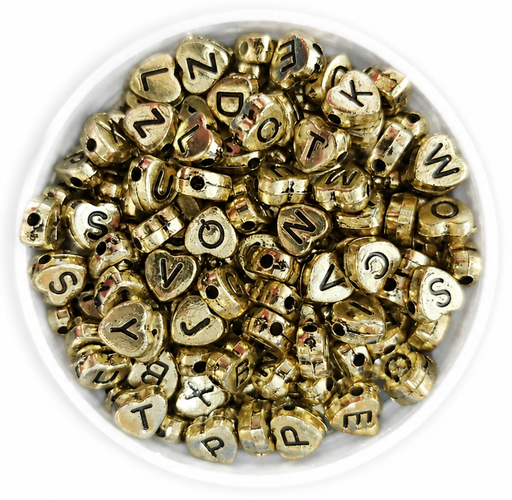 [11682] Plástico letras corazón dorado c/negro 7mm  x 10gr. 