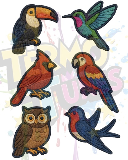 [10456] Transfer DTF simil bordado aves x 1 hoja