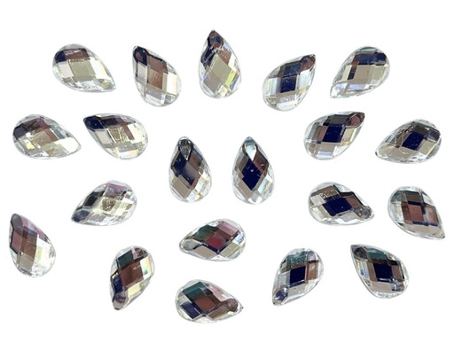 [10808] Gemas termopegables plateadas gota 8x12mm x 20un  