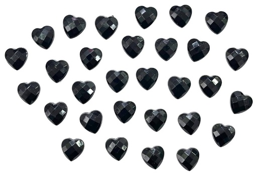 [10809] Gemas termopegables negra corazón 8mm x 30un  