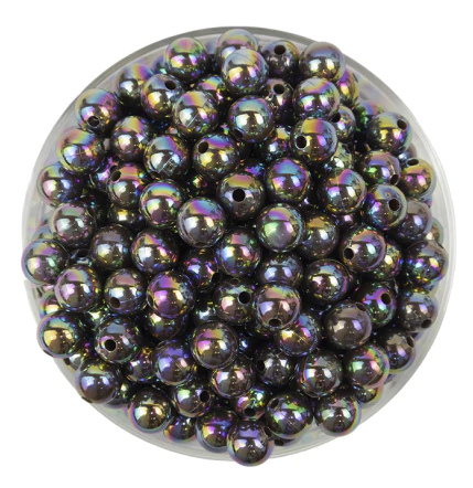 [12573] Bolitas Plásticas AB negra 6mm lisa x 10gr