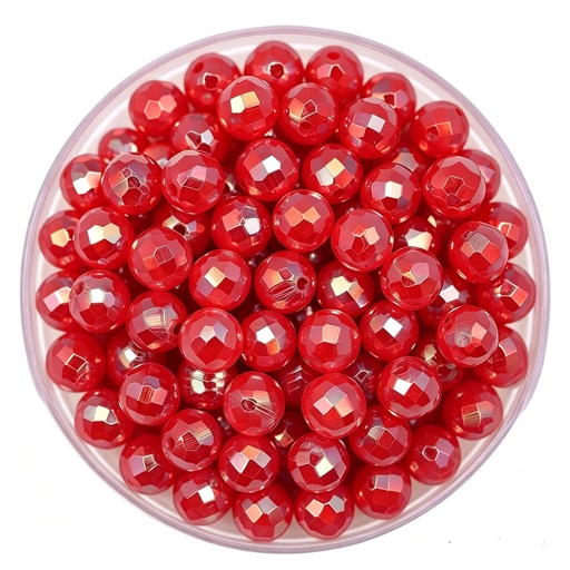 [12574] Bolitas Plásticas AB roja 6mm facetada x 10gr 