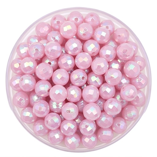 [12574] Bolitas Plásticas AB rosa bebe 6mm facetada x 10gr  