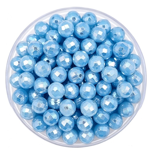 [12574] Bolitas Plásticas AB celeste 6mm facetada x 10gr  