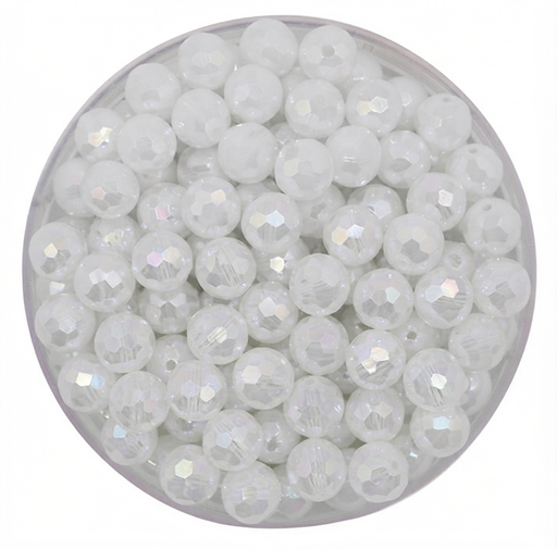 [12574] Bolitas Plásticas AB blanca 6mm facetada x 10gr 