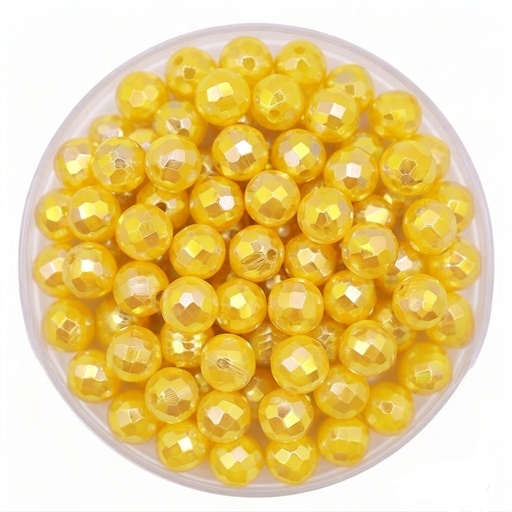 [12574] Bolitas Plásticas AB amarillo 6mm facetada x 10gr   