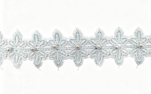 [12964] Galón algodón flor deflecada aqua con perla x 1mt  