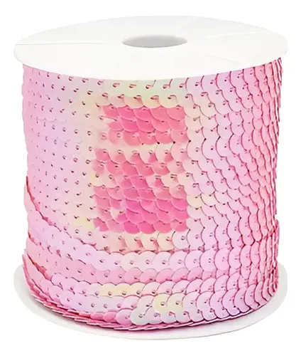 [12045] Hilo de lentejuela metal plana 6mm rosa tornasol x 1mt.      