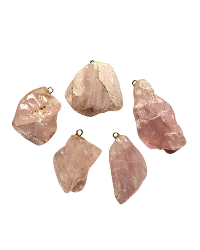 [12213] Dije piedra Cuarzo Rosa en bruto c/pitón x 1 un.  