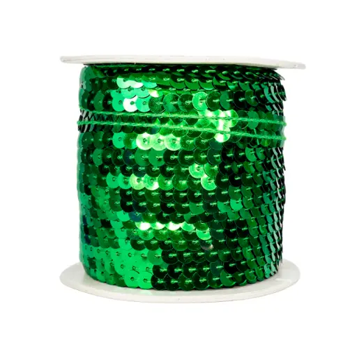 [12045] Hilo de lentejuela metal plana 6mm verde x 80ydas