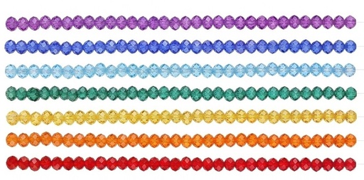 [10817] Cristal de roca 4mm 7 chackras transparentes x 7 tiras 