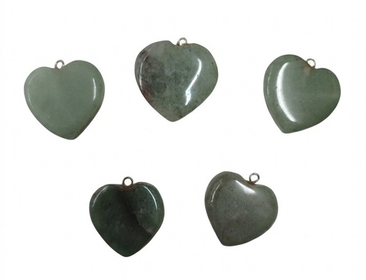 [12213] Dije piedra corazón cuarzo verde c/pitón x 1 un.  