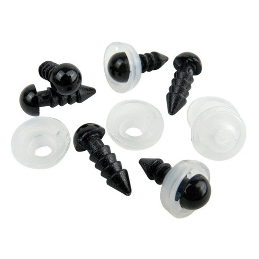 [12145] Ojos plásticos con tarugo y seguridad 6mm x 200un. 