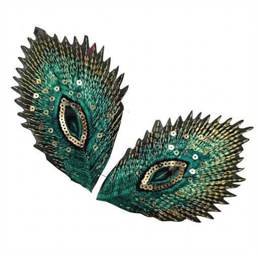 [13500] Aplique termodinámico pluma pavo real verde x 2un   