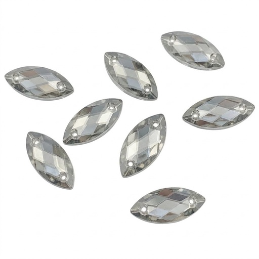 [10964] Gema acrílica navette 7x15mm plateada x 25 un. 