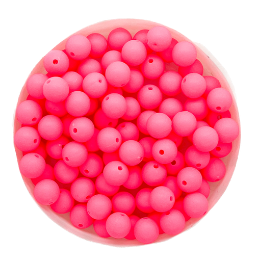 [11443] Bolita acrílico engomada fucsia flúor 6mm x 10g