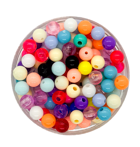 [10293] Bolita acrílico lisa multicolor 8mm x 10g